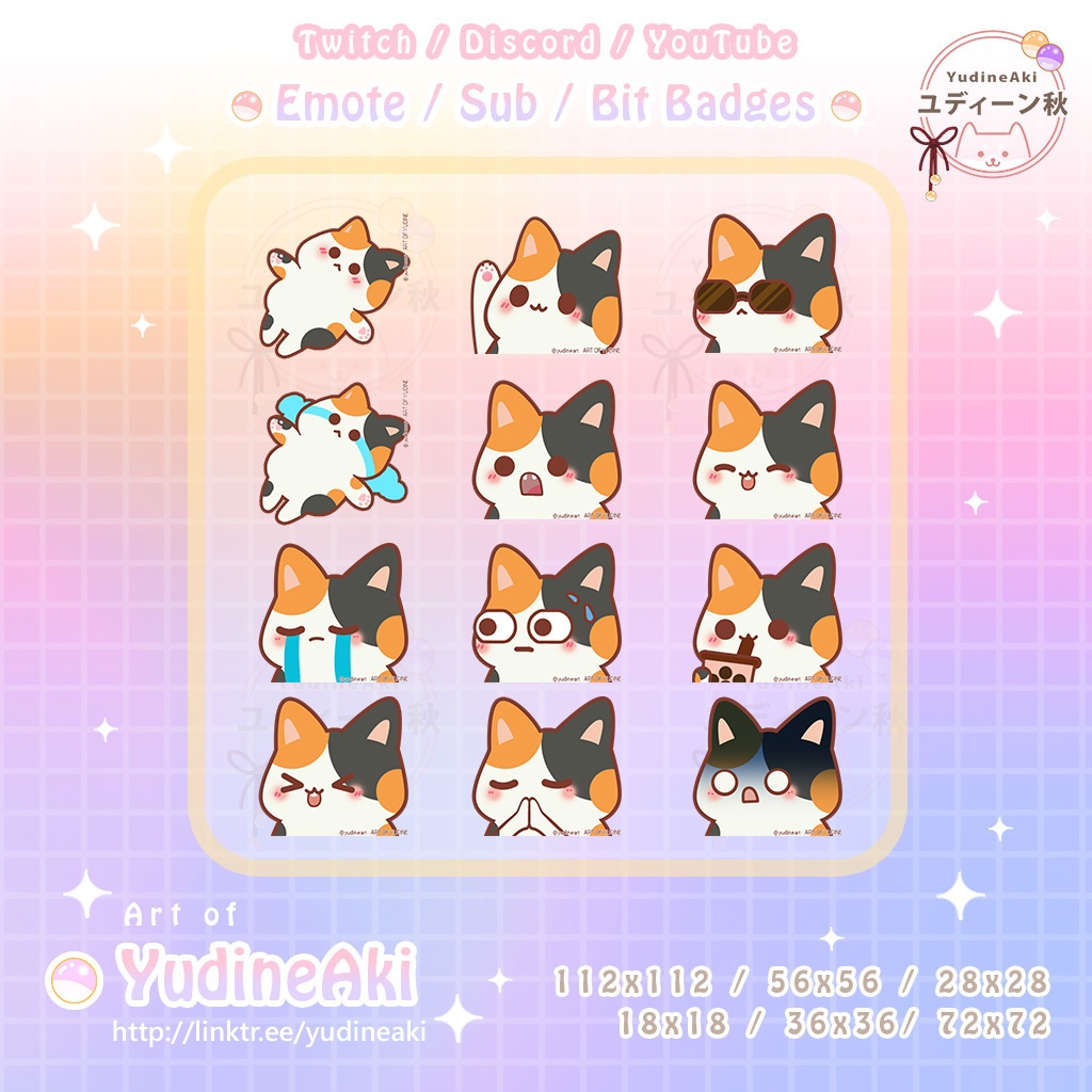 三毛猫の絵文字(12個)