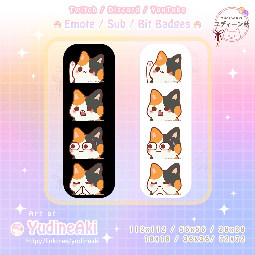 三毛猫の絵文字(12個)