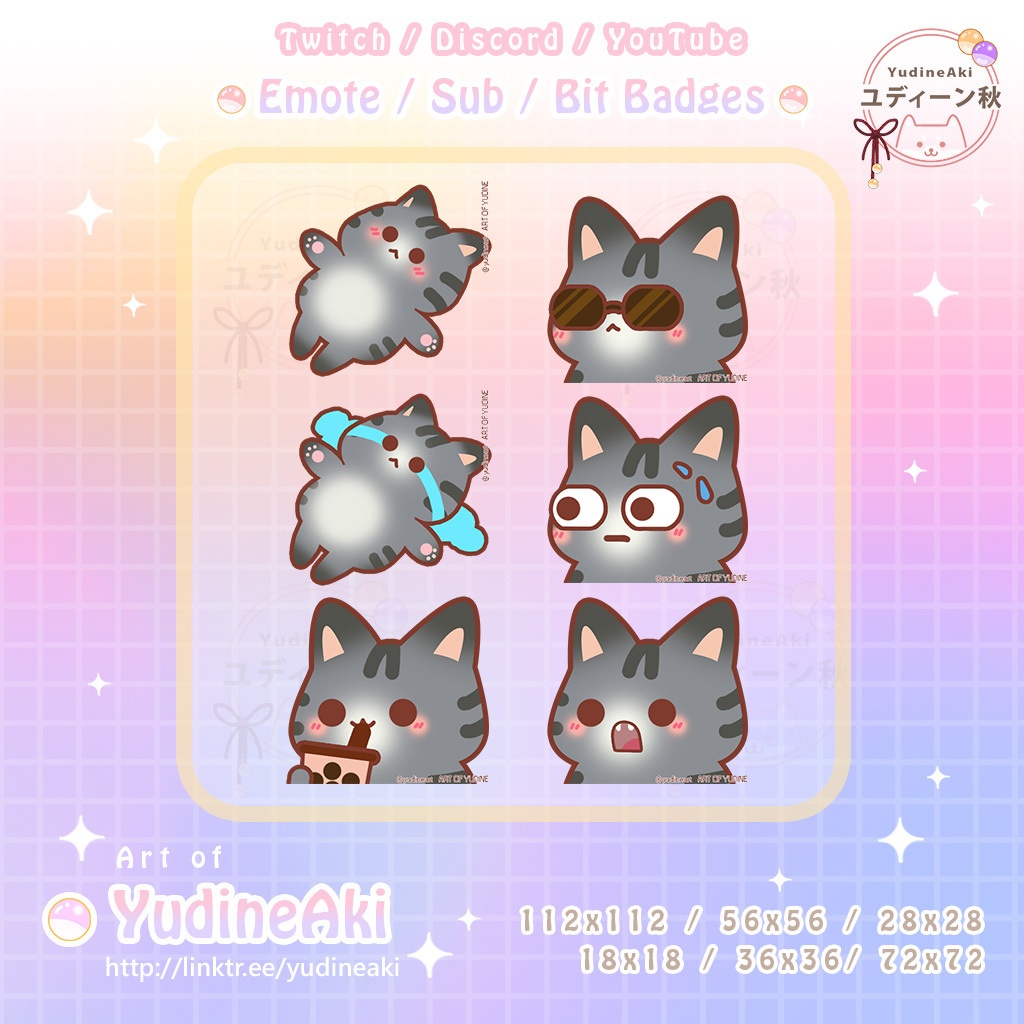 灰色の猫の絵文字 (12個)