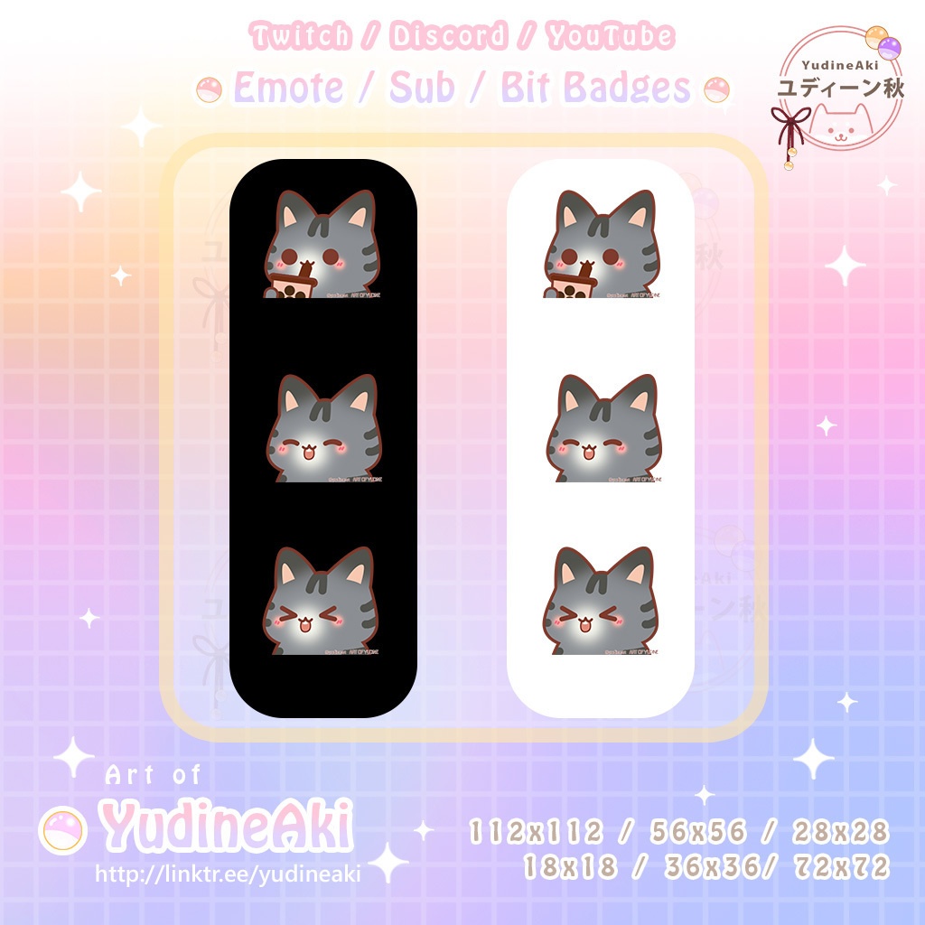 灰色の猫の絵文字 (12個)