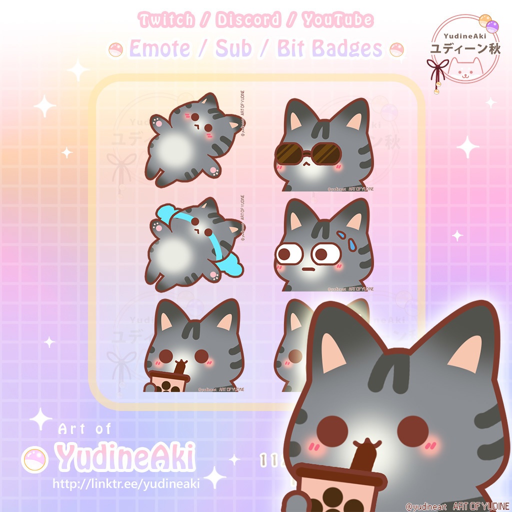 灰色の猫の絵文字 (12個)