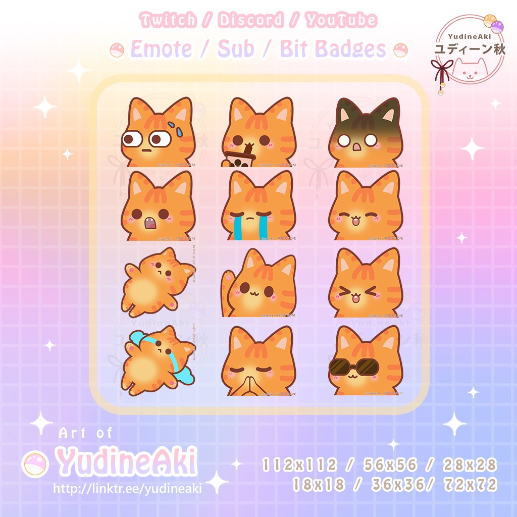 オレンジ色の猫の絵文字(12個)