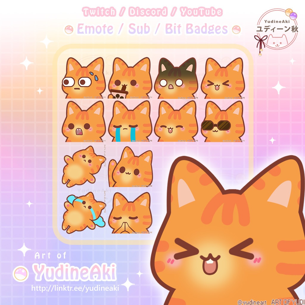 オレンジ色の猫の絵文字(12個)