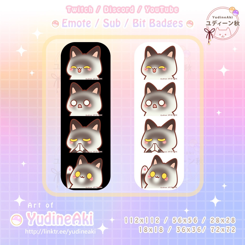 スノーシュー猫の絵文字(12個)