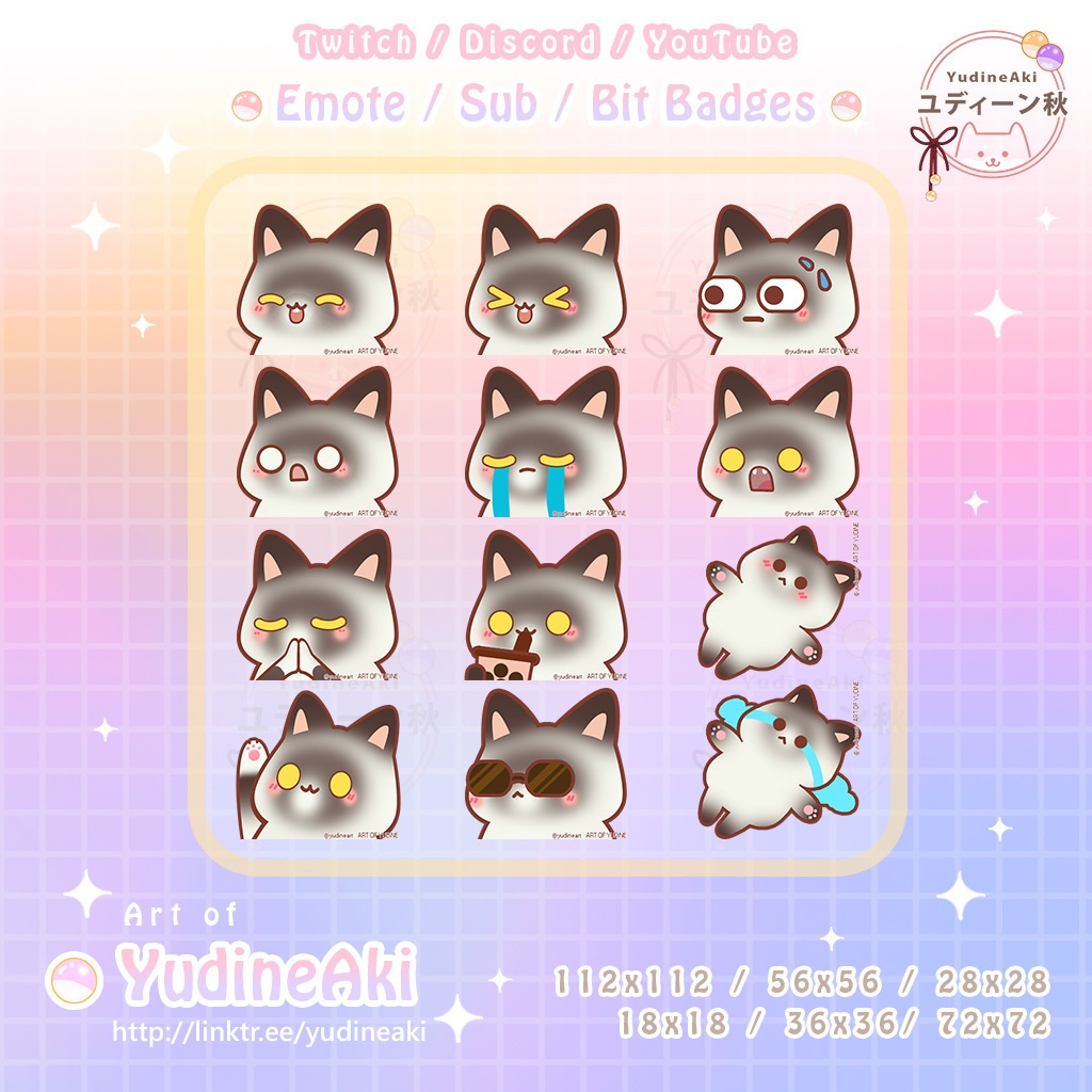 スノーシュー猫の絵文字(12個)