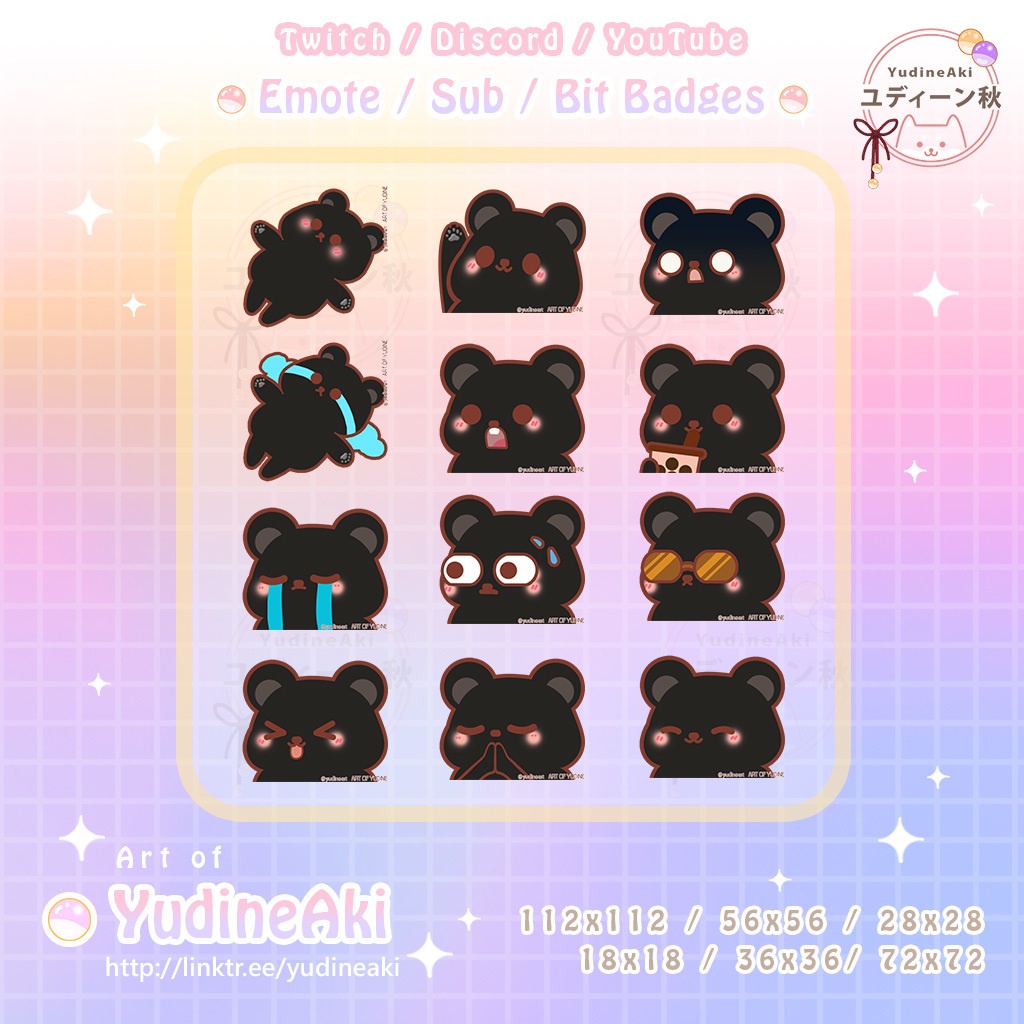 黒熊の絵文字(12個)