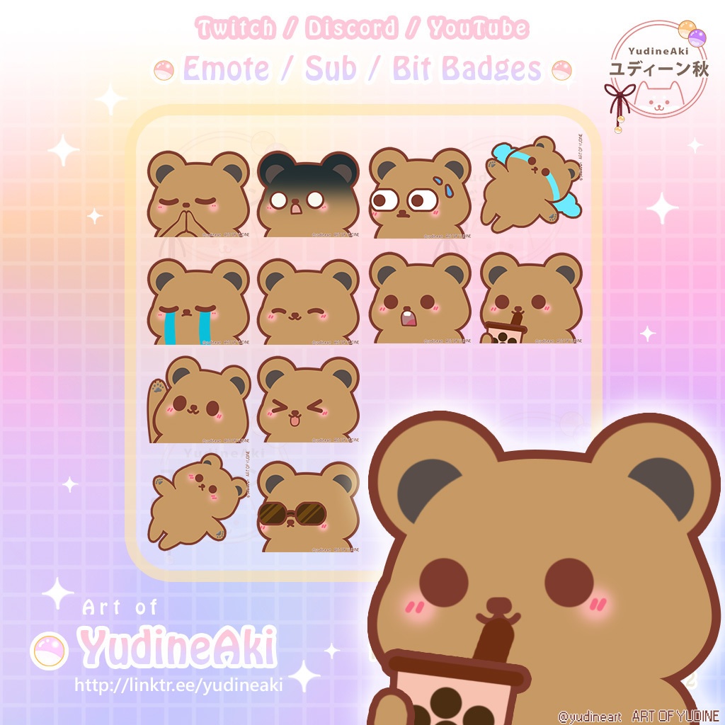 茶色熊の絵文字(12個)