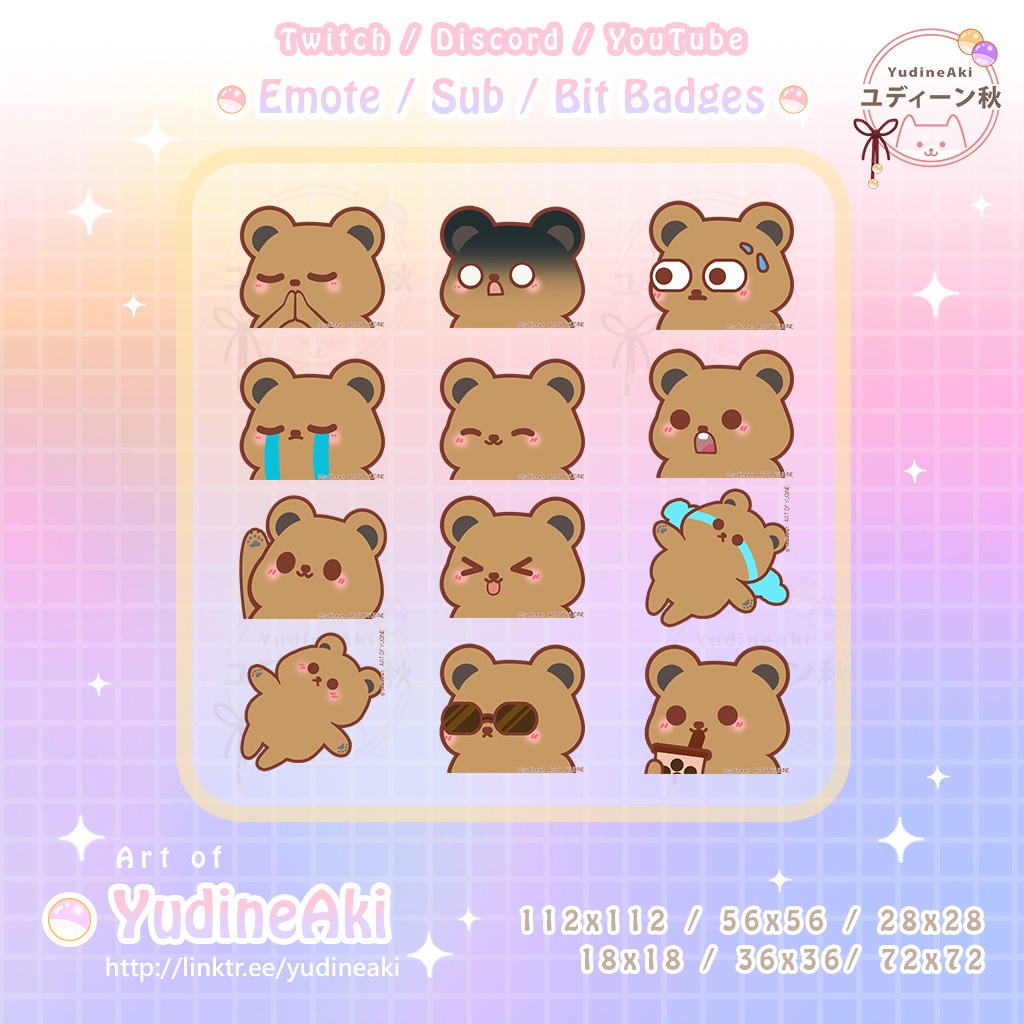 茶色熊の絵文字(12個)