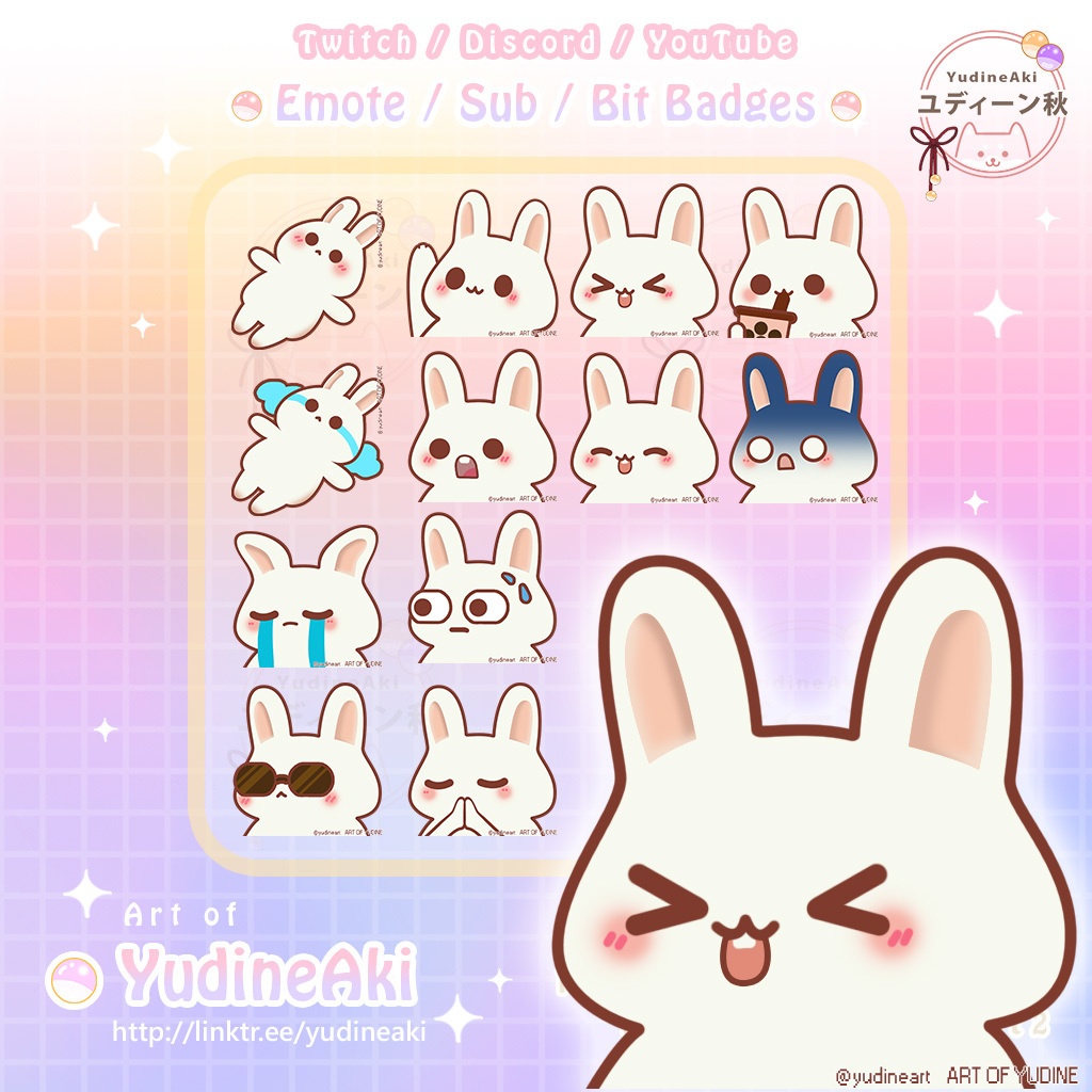 白いウサギの絵文字(12個)