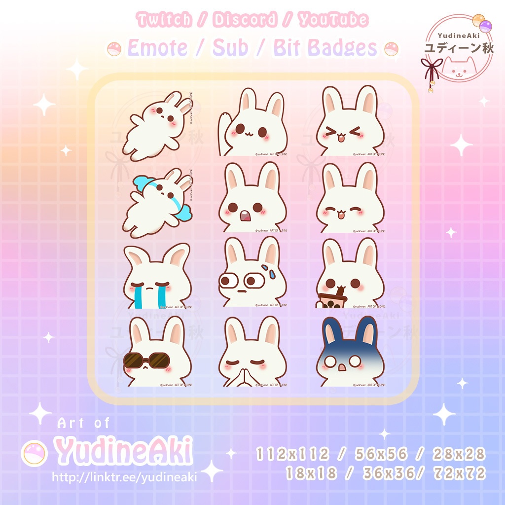 白いウサギの絵文字(12個)