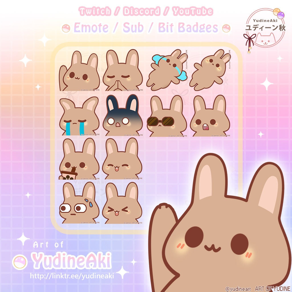 茶色のウサギの絵文字(12個)