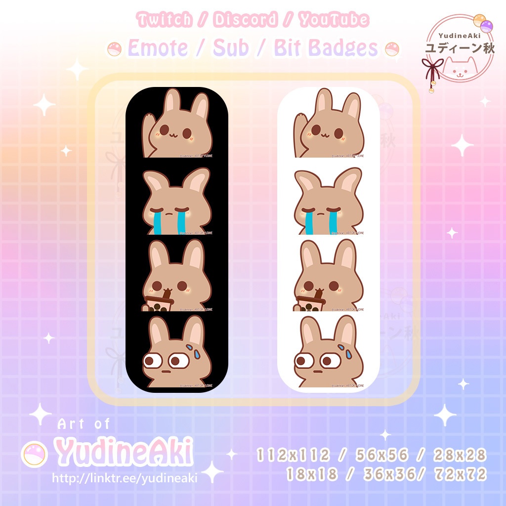 茶色のウサギの絵文字(12個)