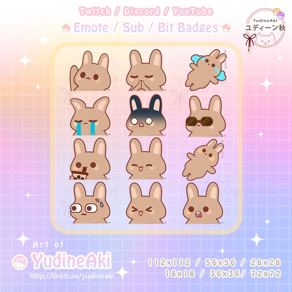 茶色のウサギの絵文字(12個)