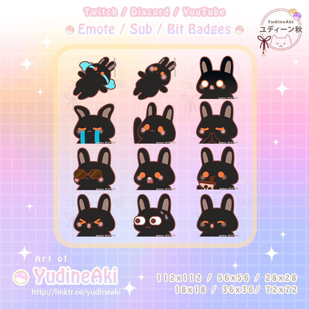 黒ウサギの絵文字(12個)