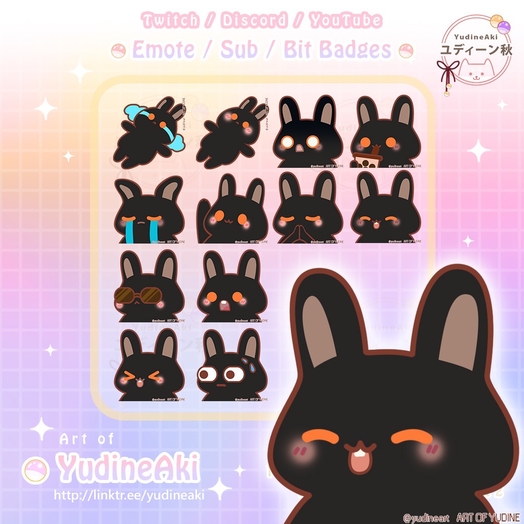 黒ウサギの絵文字(12個)