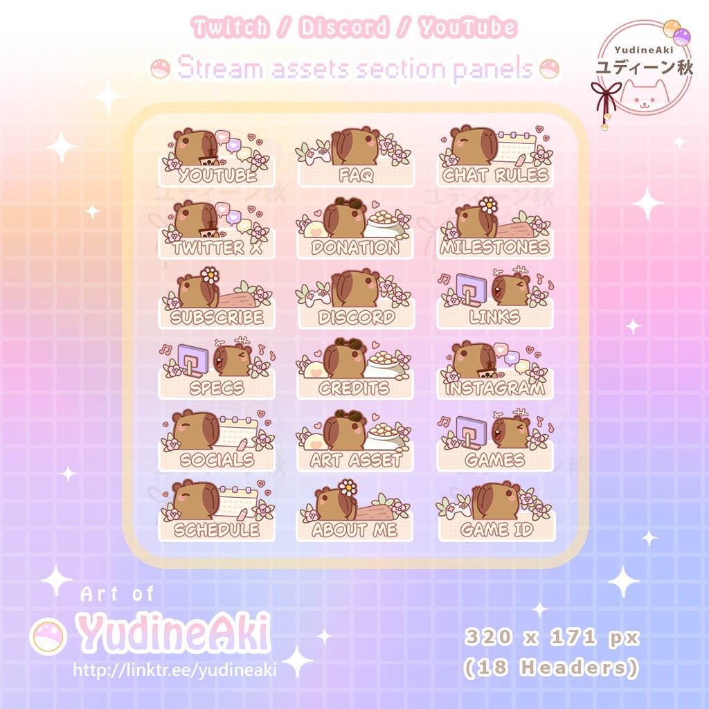 カピバラのヘッダ(18個)