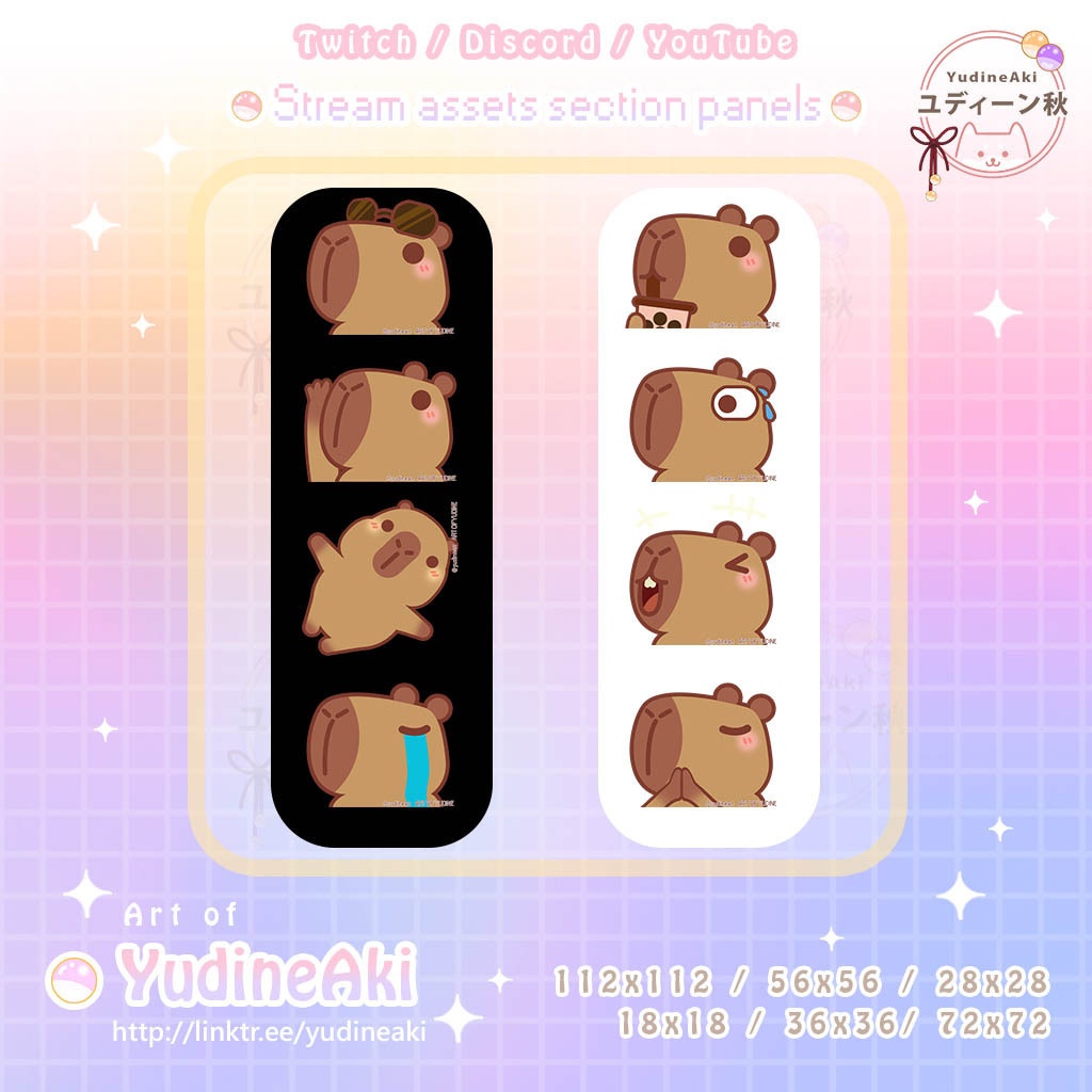 カピバラの絵文字(12個)
