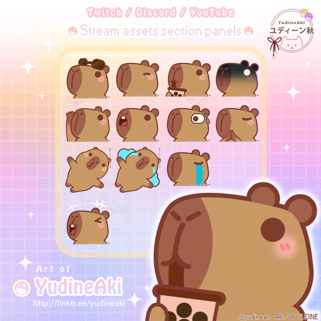 カピバラの絵文字(12個)