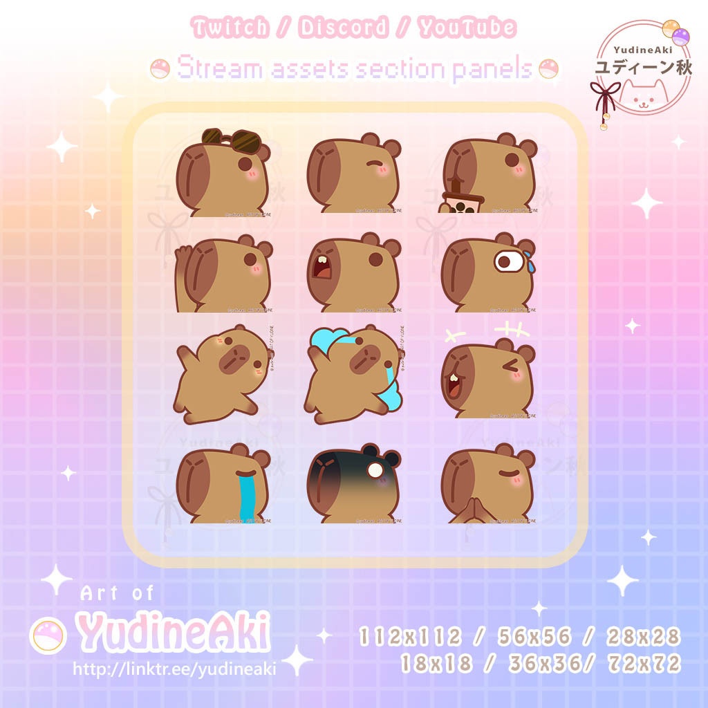 カピバラの絵文字(12個)