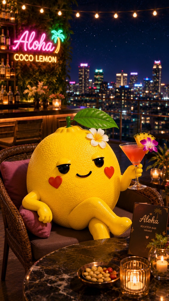 【高画質スマホ壁紙】COCO LEMON Premium Aloha Collection 🍋🌺|南国ナイト&ビーチ5枚セット