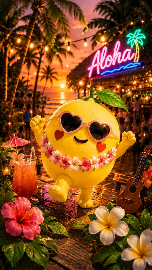 【高画質スマホ壁紙】COCO LEMON Premium Aloha Collection 🍋🌺|南国ナイト&ビーチ5枚セット