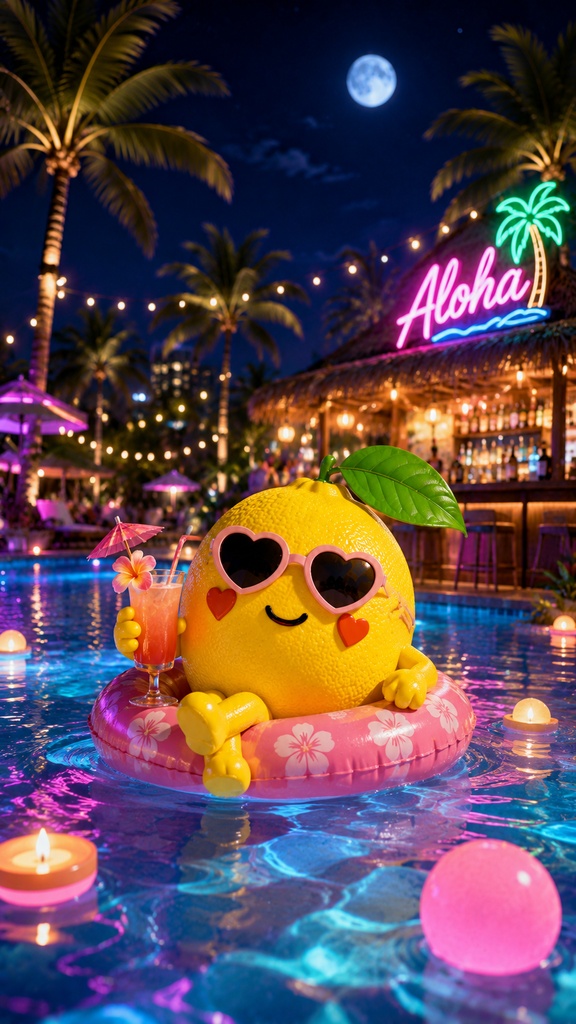 【高画質スマホ壁紙】COCO LEMON Premium Aloha Collection 🍋🌺|南国ナイト&ビーチ5枚セット