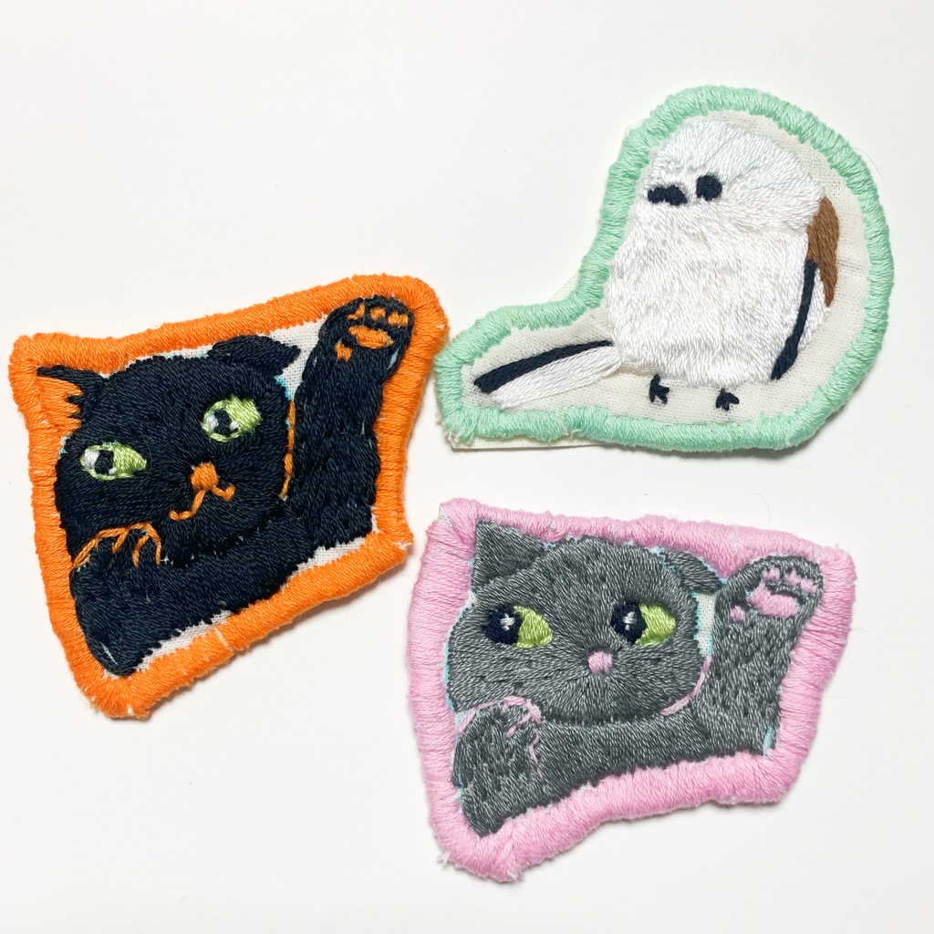 刺繍シール ねこねこキャットロシアンブルー