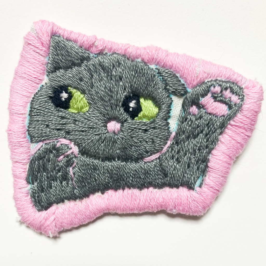 刺繍シール　ねこねこキャットロシアンブルー