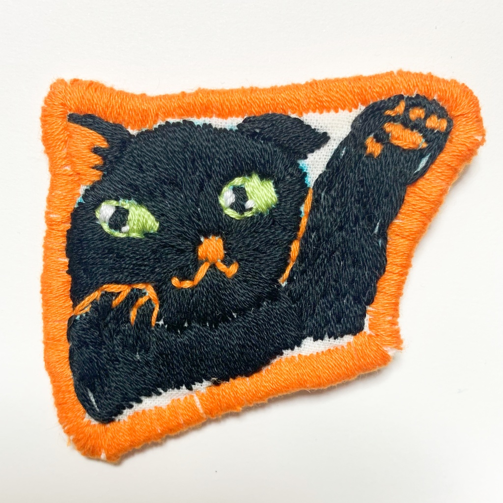 刺繍シール ねこねこキャット黒猫