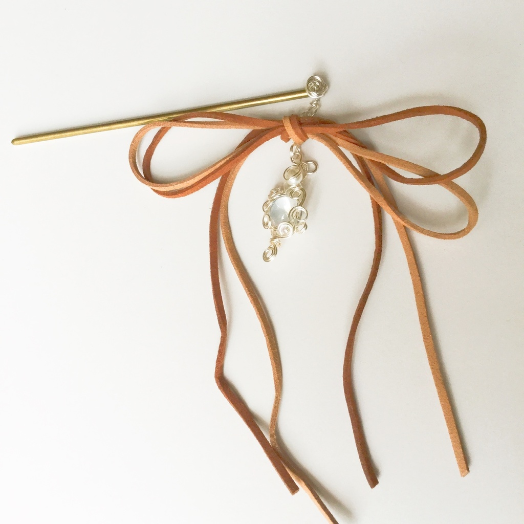 スウェードリボンのかんざし