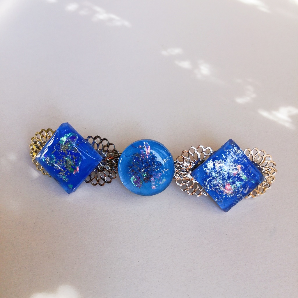 水の宝石バレッタ