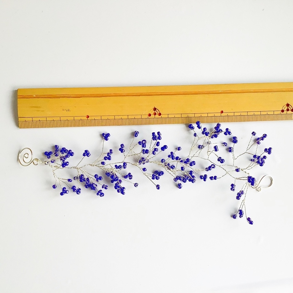 たっぷり小花のブレスレット ディープブルー
