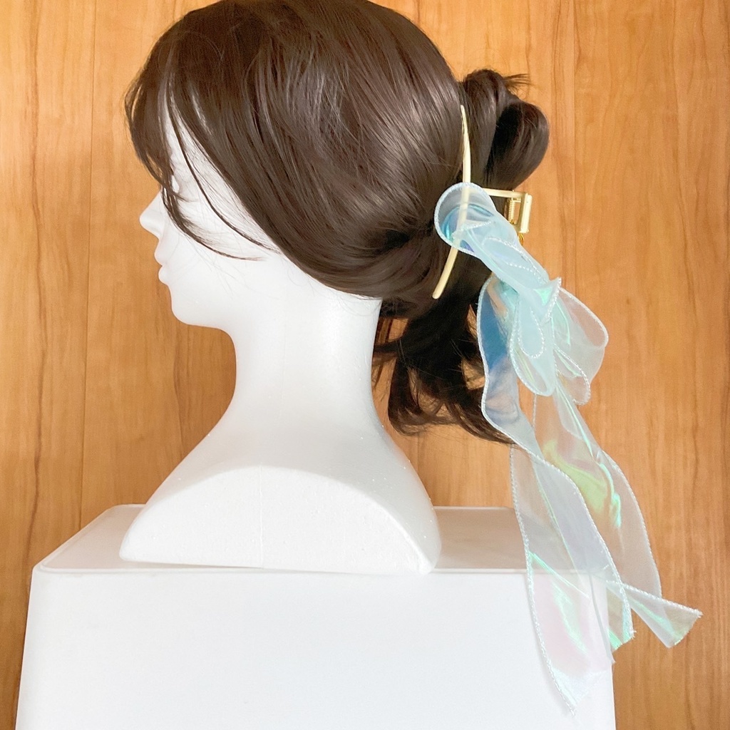 透ける偏光リボンのバンスクリップ