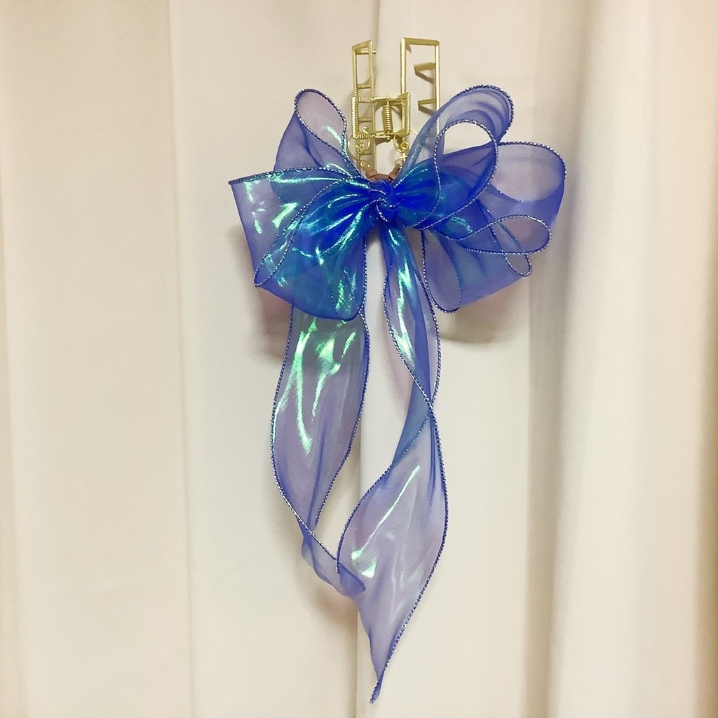 透ける偏光リボンのバンスクリップ