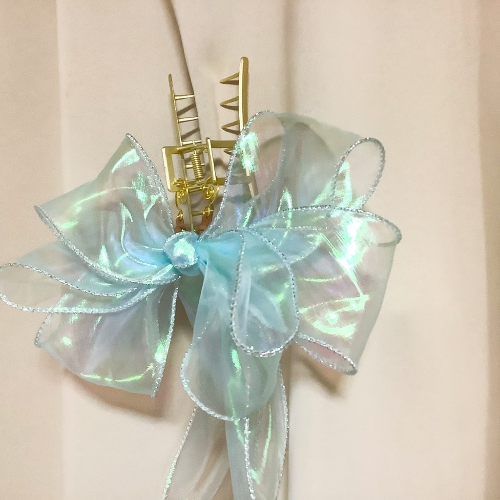 透ける偏光リボンのバンスクリップ