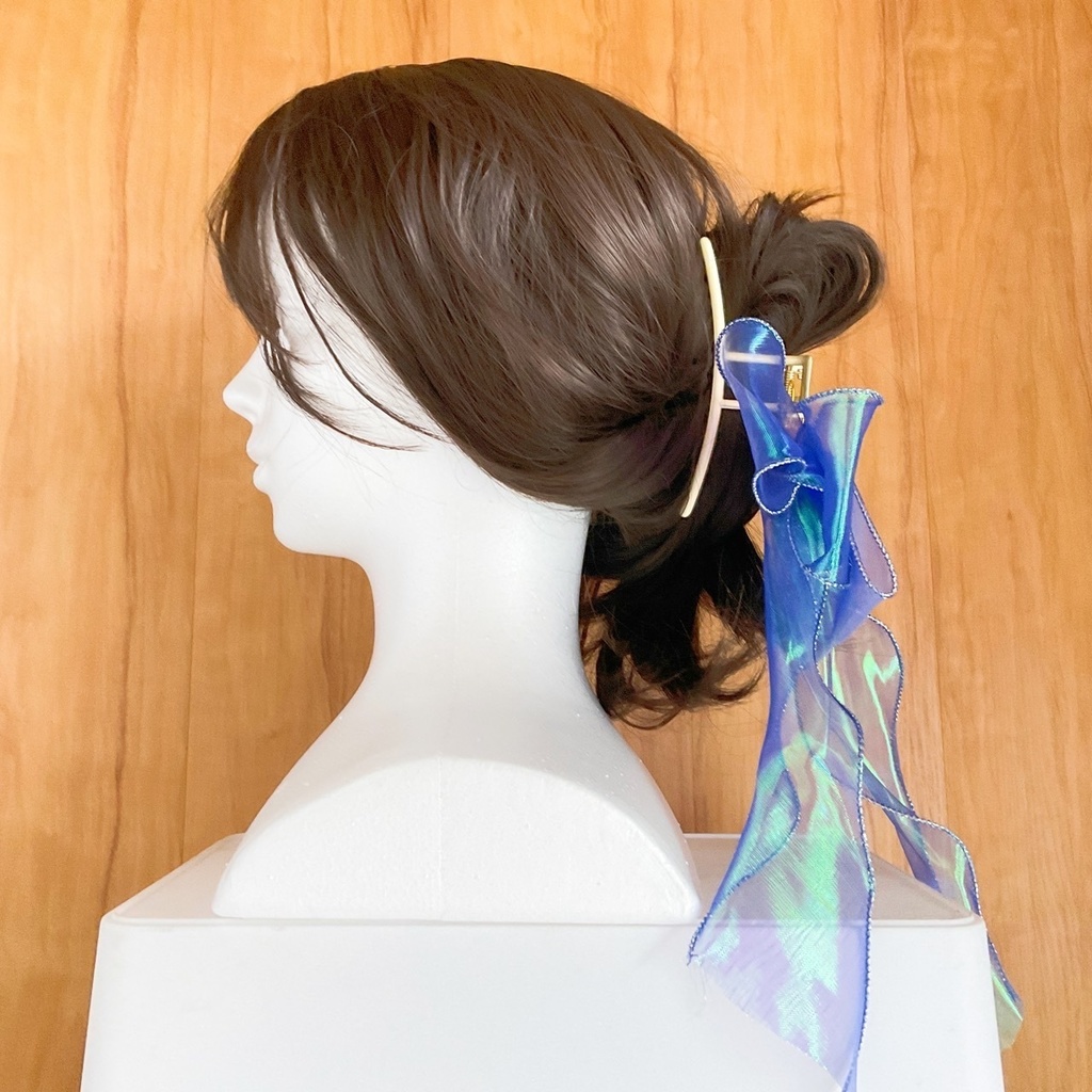 透ける偏光リボンのバンスクリップ