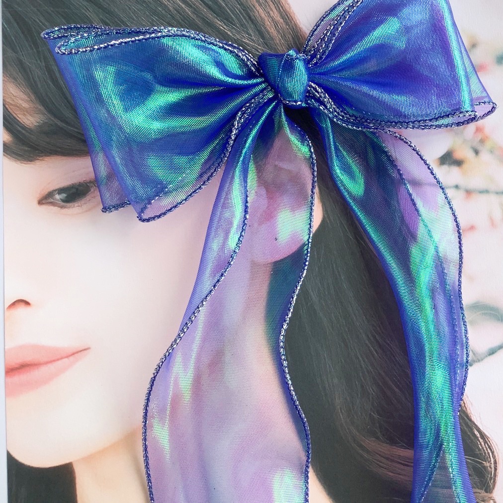 浴衣にも!偏光リボンのヘアクリップ