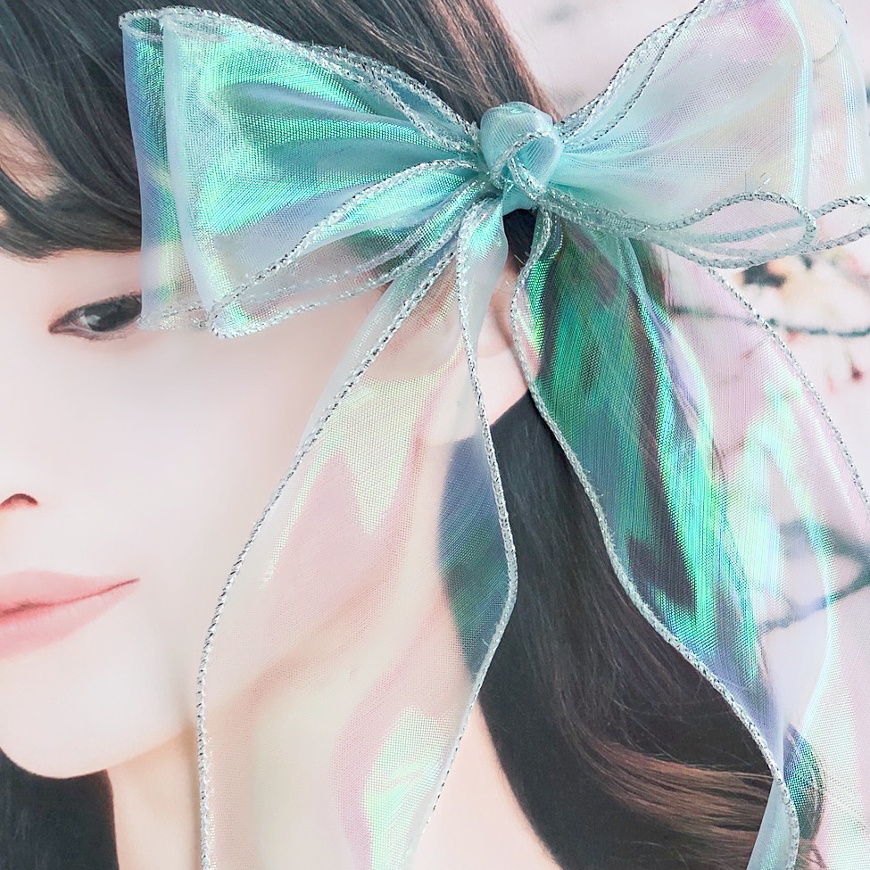 浴衣にも!偏光リボンのヘアクリップ