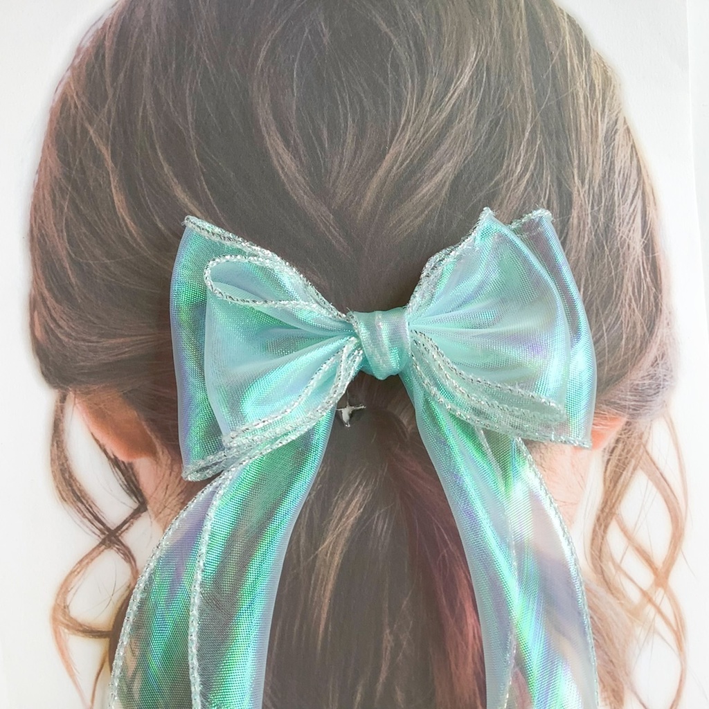 浴衣にも!偏光リボンのヘアクリップ