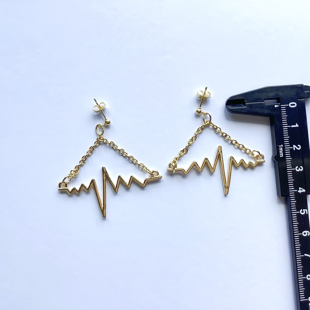 心電図のピアス【金属アレルギー対応】【イヤリング変更可】