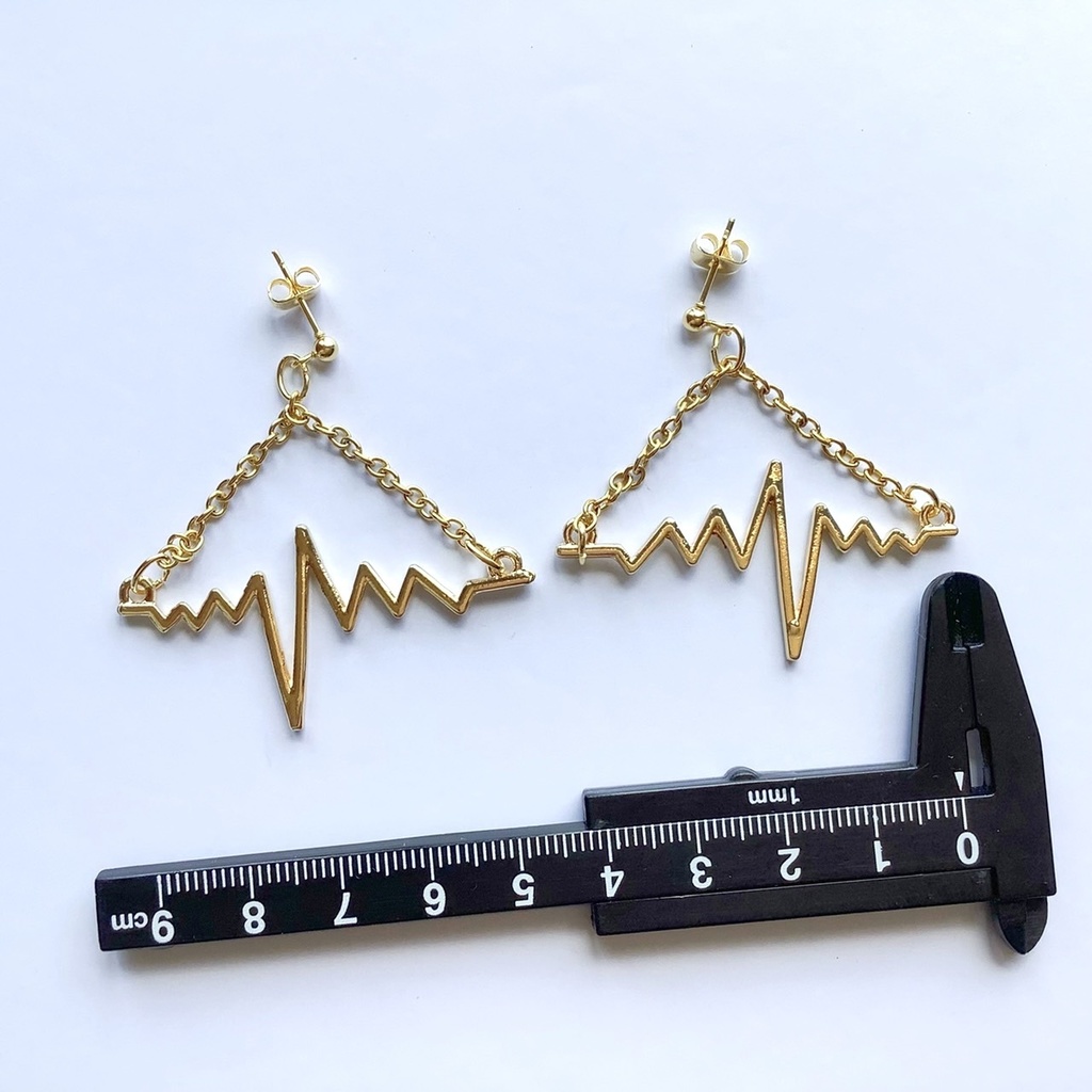 心電図のピアス【金属アレルギー対応】【イヤリング変更可】