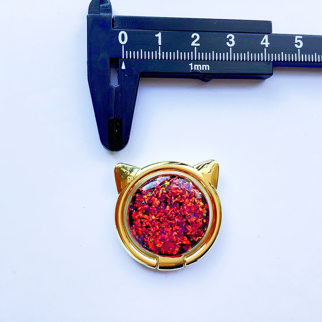 京都オパールの猫型スマホリング