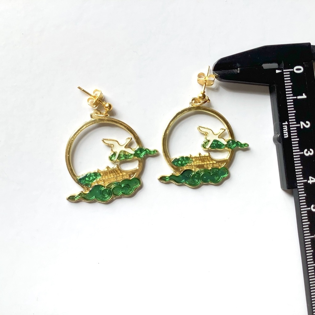 日本画風ピアス・イヤリング【金属アレルギー対応】