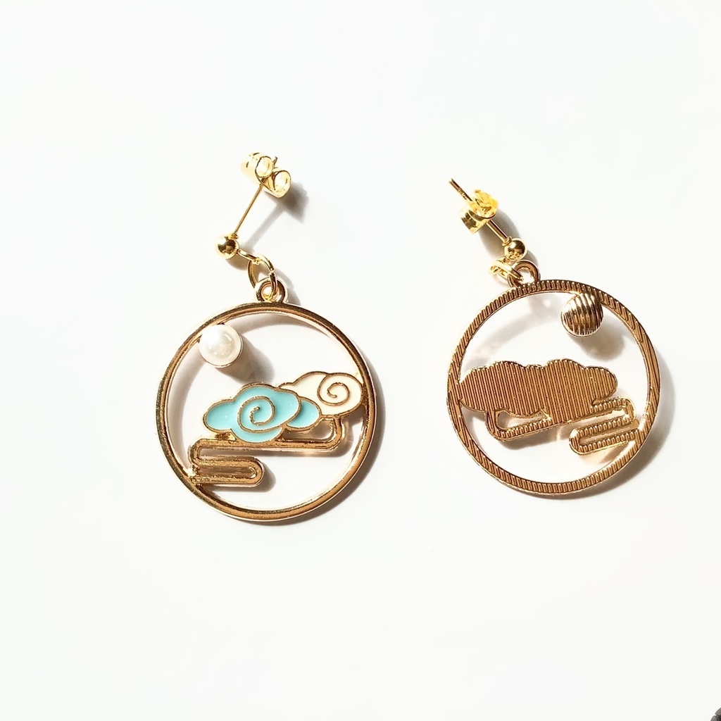 日本画風ピアス・イヤリング【金属アレルギー対応】