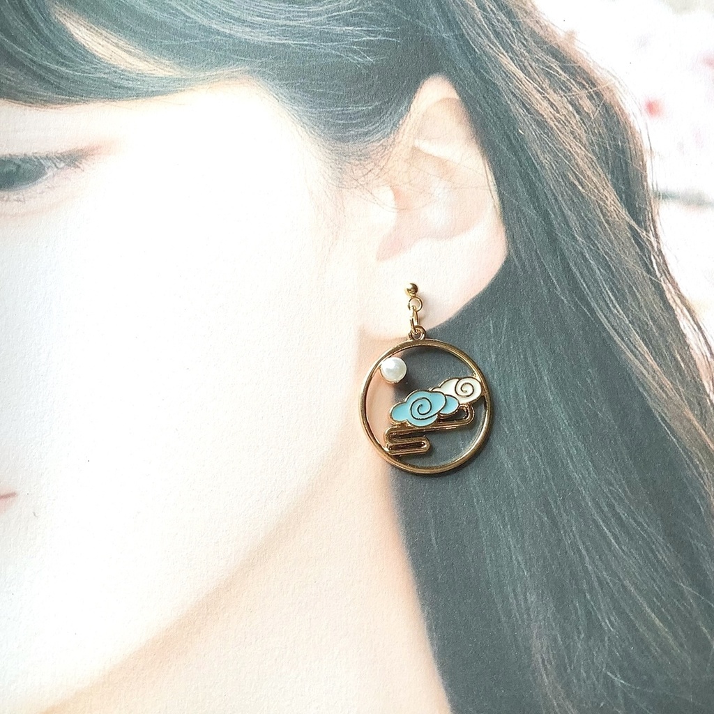 日本画風ピアス・イヤリング【金属アレルギー対応】