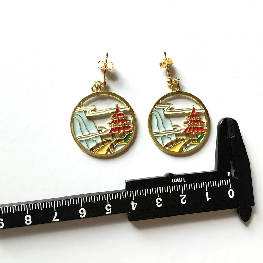 日本画風ピアス・イヤリング【金属アレルギー対応】