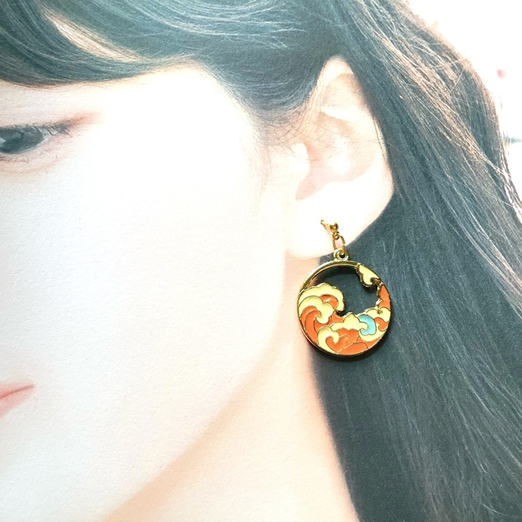 日本画風ピアス・イヤリング【金属アレルギー対応】