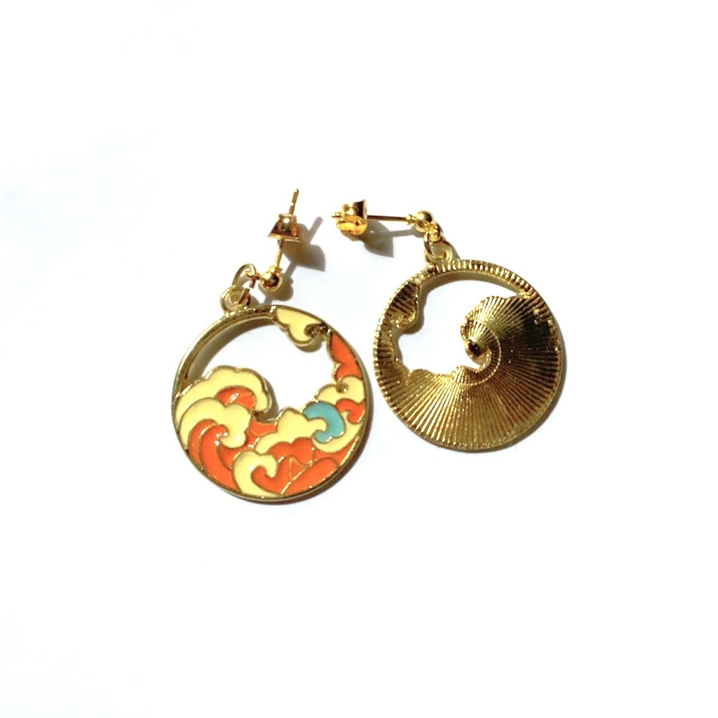 日本画風ピアス・イヤリング【金属アレルギー対応】