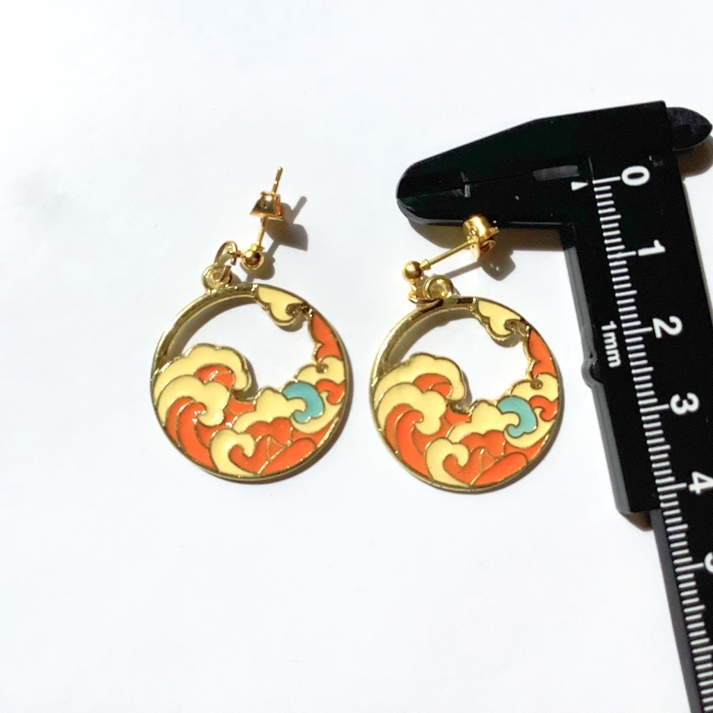 日本画風ピアス・イヤリング【金属アレルギー対応】