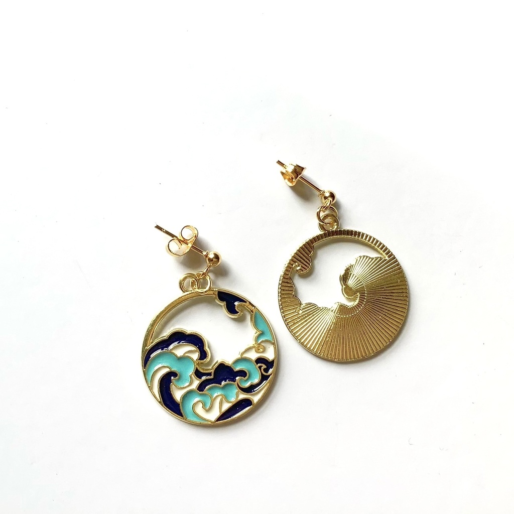 日本画風ピアス・イヤリング【金属アレルギー対応】